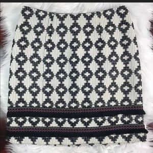 Merona A Line Ikat Pattern Skirt Tweed Fringe Mini